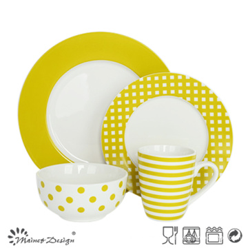 16PCS Porzellan Dinner Set für vier Personen mit Abziehbild